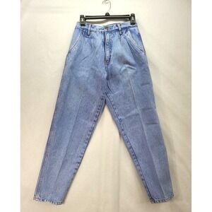 Bill Blass Womens Mom Jeans High Rise Pleated Front Tapered Leg Sz 8P